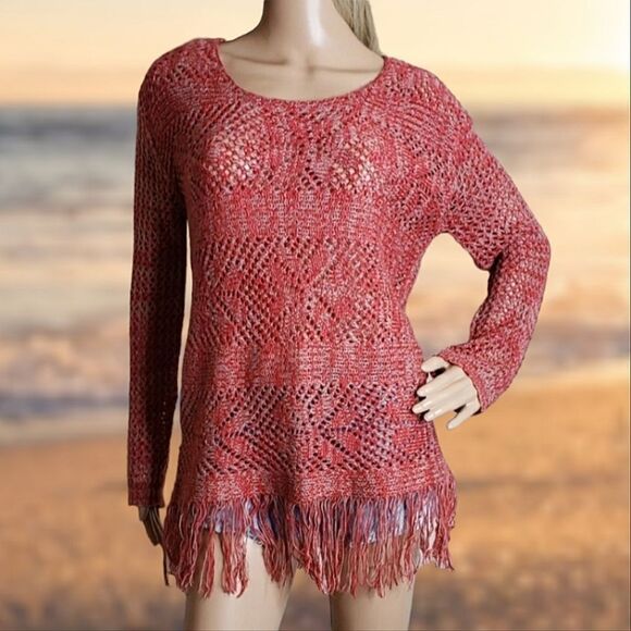Size Small Vintage America Brand Fringe Trimmed Sweater - Picture 1 of 8